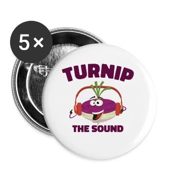 Musik Rübenparty Musikliebhaber Gemüse - Buttons groß 56 mm (5er Pack) - Weiß - Vorne
