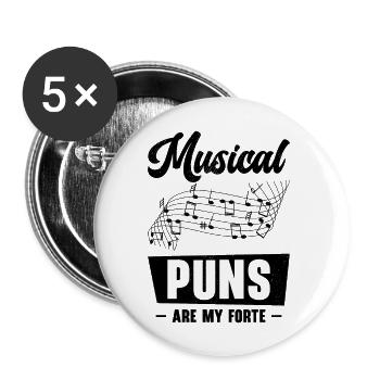 Musique Forte Jeu de mots musical Musiciens - Lot de 5 grands badges (56 mm) - blanc - Devant
