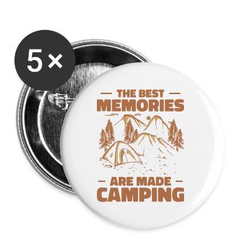 Die besten Erinnerungen werden beim Camping - Buttons groß 56 mm (5er Pack) - Weiß - Vorne