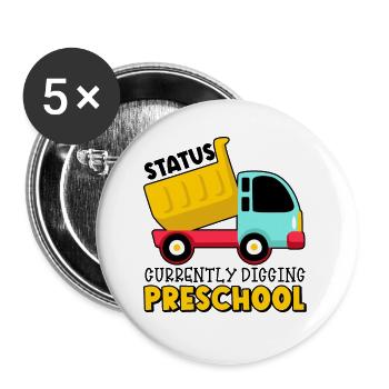 Kids Back to School Currently Digging Preschool - Buttons groß 56 mm (5er Pack) - Weiß - Vorne