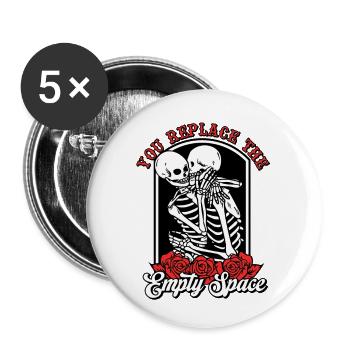 Romantic Gothic Bones Skeleton Roses Death Grave - Buttons large 2.2''/56 mm (5-pack) - white - Front