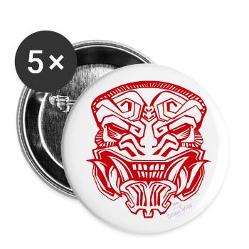 Masque rouge - Lot de 5 grands badges (56 mm) - blanc - Devant