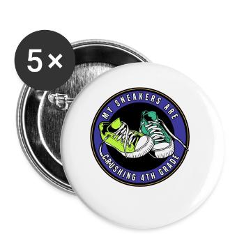 Kids Back to School Crush Sneakers for 4th Grade - Buttons large 2.2''/56 mm (5-pack) - white - Front