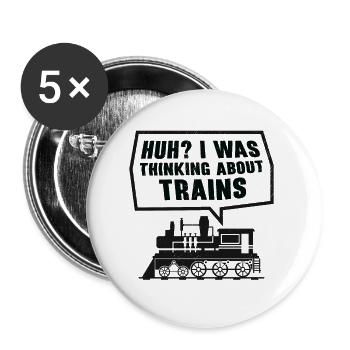 Zuglokomotive Transport Eisenbahnbegeisterte - Buttons groß 56 mm (5er Pack) - Weiß - Vorne