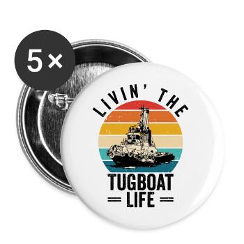 Tugboat Sailing Tugboat Life Watercraft Vessel - Buttons groß 56 mm (5er Pack) - Weiß - Vorne