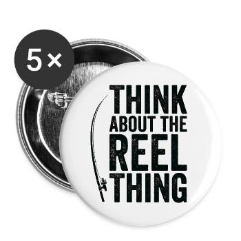 Think About the Reel Thing Fishing Hobby - Buttons large 2.2''/56 mm (5-pack) - white - Front