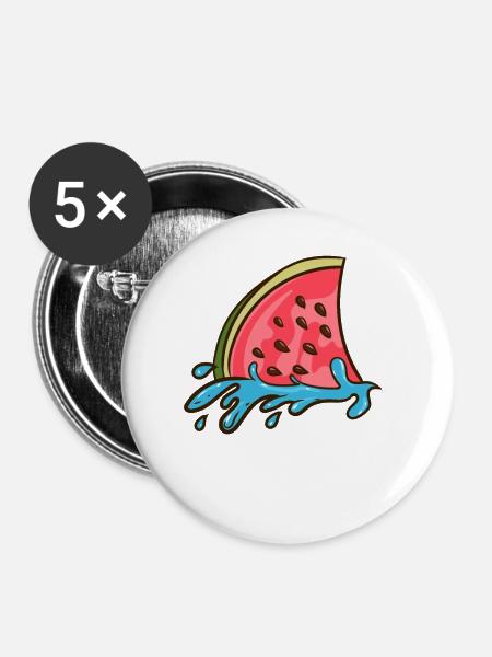 Haifischflosse als Wassermelone - Buttons groß 56 mm (5er Pack) - Weiß