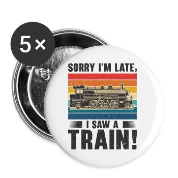 Train Locomotive Hobby Trainspotting Railfan - Buttons large 2.2''/56 mm (5-pack) - white - Front