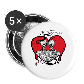 Till Death Midnight Lovers Gothic Skull Bones - Buttons large 2.2''/56 mm (5-pack) - white - Front