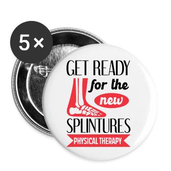Physikalische Therapie Bereiten Sie sich auf die - Buttons groß 56 mm (5er Pack) - Weiß - Vorne