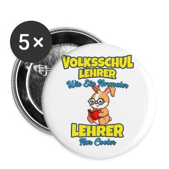 Volksschullehrer Volksschule Lehrkraft Lehrer - Buttons groß 56 mm (5er Pack) - Weiß - Vorne