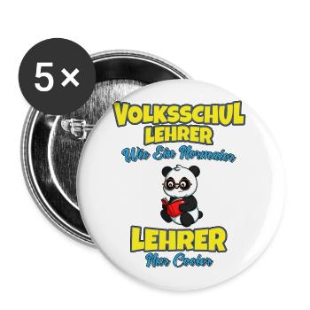 Volksschullehrer Volksschule Lehrkraft Lehrer - Buttons groß 56 mm (5er Pack) - Weiß - Vorne