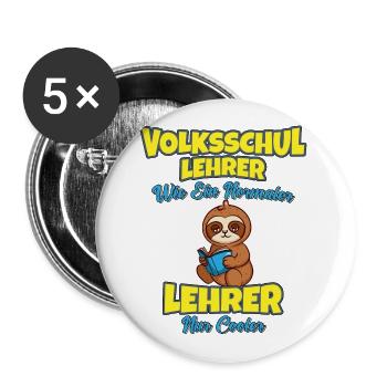 Volksschullehrer Volksschule Lehrkraft Lehrer - Buttons groß 56 mm (5er Pack) - Weiß - Vorne