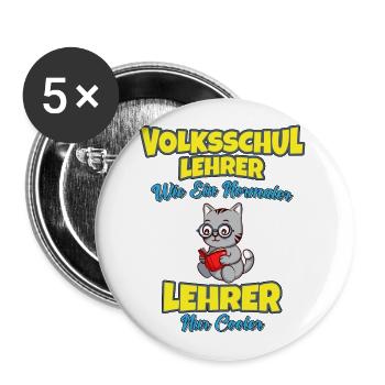 Volksschullehrer Volksschule Lehrkraft Lehrer - Buttons groß 56 mm (5er Pack) - Weiß - Vorne