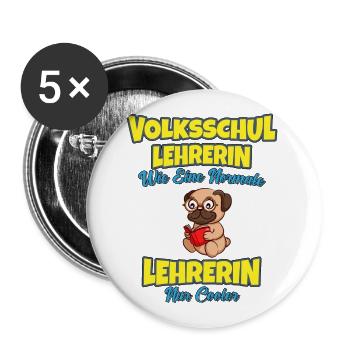 Volksschullehrerin Volksschule Lehrkraft Lehrerin - Buttons groß 56 mm (5er Pack) - Weiß - Vorne