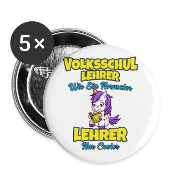 Volksschullehrer Volksschule Lehrkraft Lehrer - Buttons groß 56 mm (5er Pack) - Weiß - Vorne