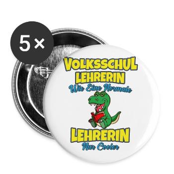 Volksschullehrerin Volksschule Lehrkraft Lehrerin - Buttons groß 56 mm (5er Pack) - Weiß - Vorne