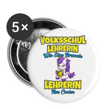 Volksschullehrerin Volksschule Lehrkraft Lehrerin - Buttons groß 56 mm (5er Pack) - Weiß - Vorne