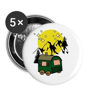 Clair de lune Pleine Lune Nature Montagnes Amoureux de la nature - Lot de 5 grands badges (56 mm) - blanc - Devant