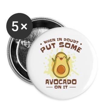 Keto Avocado Frucht Ketogene Ernährung Diätetiker - Buttons groß 56 mm (5er Pack) - Weiß - Vorne