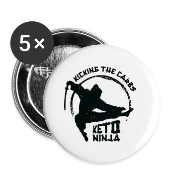 Keto Ninja Diet Ketogenic Food Ninja Lovers - Buttons large 2.2''/56 mm (5-pack) - white - Front