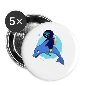Scuba Diving Sloth Lazy Animal Diving I Gift - Buttons large 2.2''/56 mm (5-pack) - white - Front