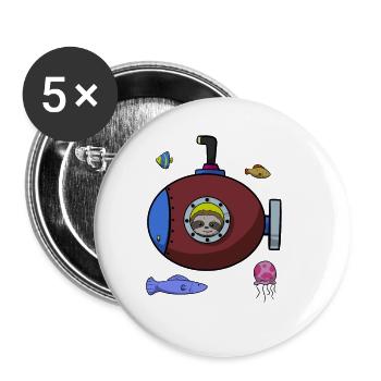 Scuba Diving Sloth Lazy Animal Diving I Gift - Buttons large 2.2''/56 mm (5-pack) - white - Front