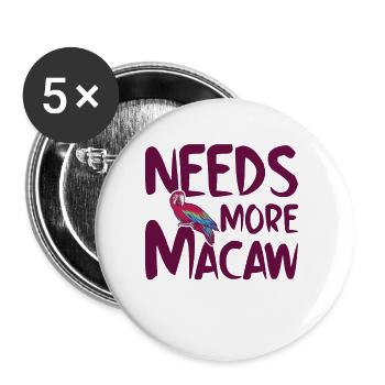 Macaw Parrot Lover Nature Zoo Animal Pet - Buttons large 2.2''/56 mm (5-pack) - white - Front