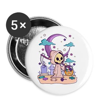 Creepy Kawaii Halloween Gruseliges Geschenk Goth - Buttons groß 56 mm (5er Pack) - Weiß - Vorne