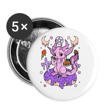 Creepy Kawaii Geschenk Gruselig Halloween Pastel - Buttons groß 56 mm (5er Pack) - Weiß - Vorne
