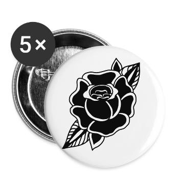 Old School Rose - Buttons groß 56 mm (5er Pack) - Weiß - Vorne