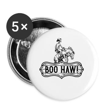 Cowboy Halloween Boo Haw Western Skeleton Rider - Buttons large 2.2''/56 mm (5-pack) - white - Front