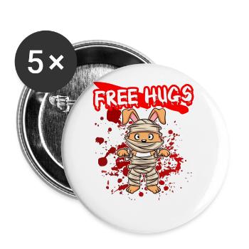 Câlins gratuits Sarcasme d’Halloween Effrayant Effrayant Costume Effrayant - Lot de 5 grands badges (56 mm) - blanc - Devant