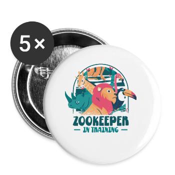 Zoowärterausbildung Zootier Wildtiere Tierpflege - Buttons groß 56 mm (5er Pack) - Weiß - Vorne
