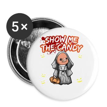 Show Me The Candy Halloween Costume Trick Or Treat - Buttons groß 56 mm (5er Pack) - Weiß - Vorne