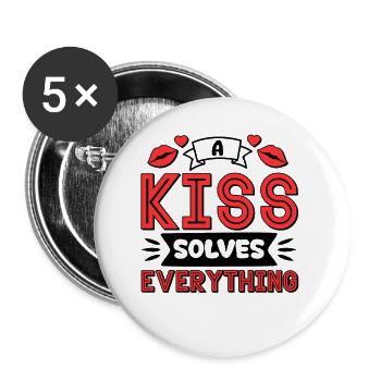 Problème Kissing Solution Relation Partenaire Baiser - Lot de 5 grands badges (56 mm) - blanc - Devant