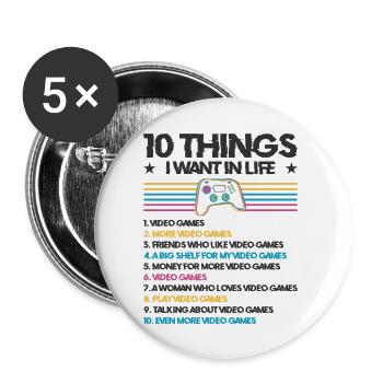 Gaming Gamer Playing Video Game Computer - Buttons large 2.2''/56 mm (5-pack) - white - Front
