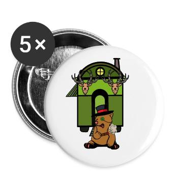 Construction trailer hut forest brown bear freak nature lover - Buttons large 2.2''/56 mm (5-pack) - white - Front