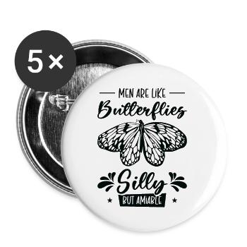 Himmlischer Schmetterling Silly Men - Buttons groß 56 mm (5er Pack) - Weiß - Vorne