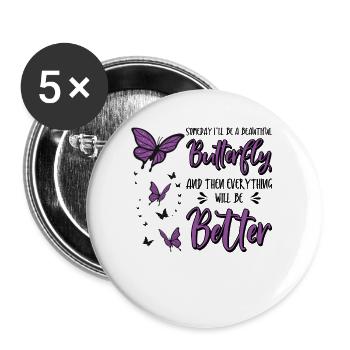 Himmlischer Schmetterling Mystische - Buttons groß 56 mm (5er Pack) - Weiß - Vorne