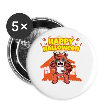Happy Halloween Scary Funny Hallow's Eve Costume - Buttons large 2.2''/56 mm (5-pack) - white - Front
