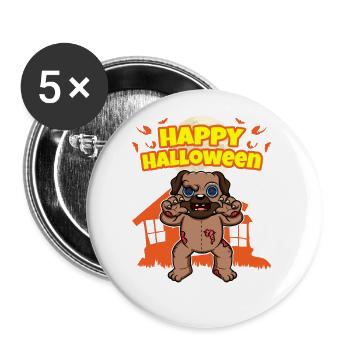 Happy Halloween Scary Funny Hallow's Eve Costume - Buttons large 2.2''/56 mm (5-pack) - white - Front
