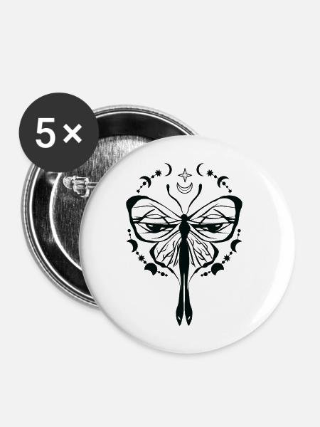 Himmlischer Schmetterling Mystischer - Buttons groß 56 mm (5er Pack) - Weiß