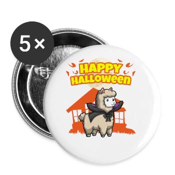 Happy Halloween Scary Funny Hallow's Eve Costume - Buttons large 2.2''/56 mm (5-pack) - white - Front