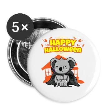 Happy Halloween Scary Funny Hallow's Eve Costume - Buttons large 2.2''/56 mm (5-pack) - white - Front