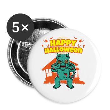 Happy Halloween Scary Funny Hallow's Eve Costume - Buttons large 2.2''/56 mm (5-pack) - white - Front