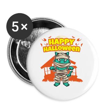 Happy Halloween Scary Funny Hallow's Eve Costume - Buttons large 2.2''/56 mm (5-pack) - white - Front