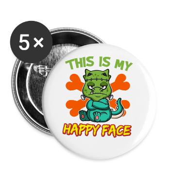C’est mon visage heureux drôle de monstre d’Halloween - Lot de 5 grands badges (56 mm) - blanc - Devant
