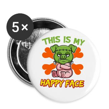 C’est mon visage heureux drôle de monstre d’Halloween - Lot de 5 grands badges (56 mm) - blanc - Devant