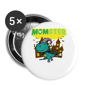 Momster Monster Mom Scary Halloween Mommy Costume - Buttons groß 56 mm (5er Pack) - Weiß - Vorne